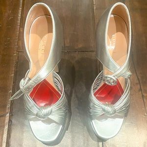 Silver Gucci Platform Heels
